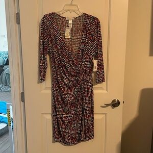 Long Sleeve Faux Wrap Dress